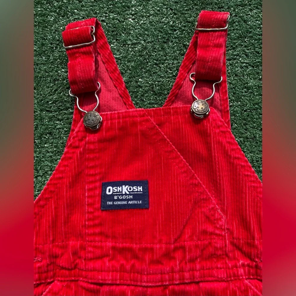 VTG 80s OshKosh B’Gosh Vestbak Red Corduroy Jogger Overalls Baby Boys 24 Months
